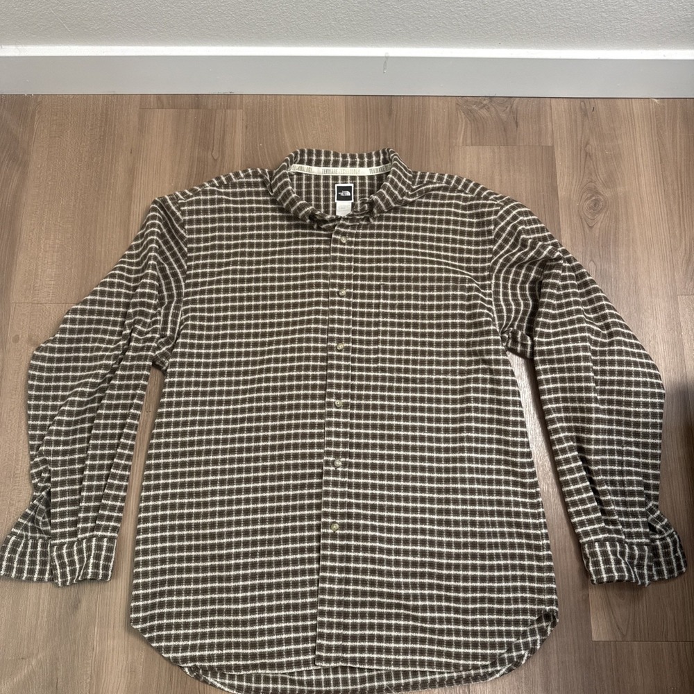 The North Face Flannel Button Up Shirt Mens XL - TG Brown Plaid Chest Pockets